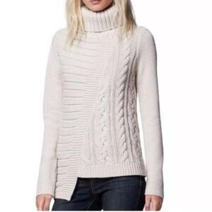 Simply Vera Wang Turtleneck Sweater Light Gray Cable-Knit long Sleeve Large